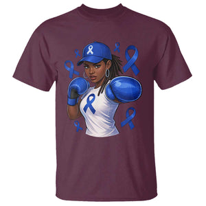 Black Women Fight Colon Cancer Blue Ribbon T Shirt African American Girls TS10 Maroon Print Your Wear