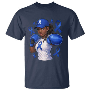 Black Women Fight Colon Cancer Blue Ribbon T Shirt African American Girls TS10 Navy Print Your Wear