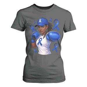 Black Women Fight Colon Cancer Blue Ribbon T Shirt For Women African American Girls TS10 Dark Heather Print Your Wear