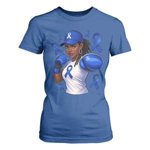 Black Women Fight Colon Cancer Blue Ribbon T Shirt For Women African American Girls TS10 Royal Blue Print Your Wear