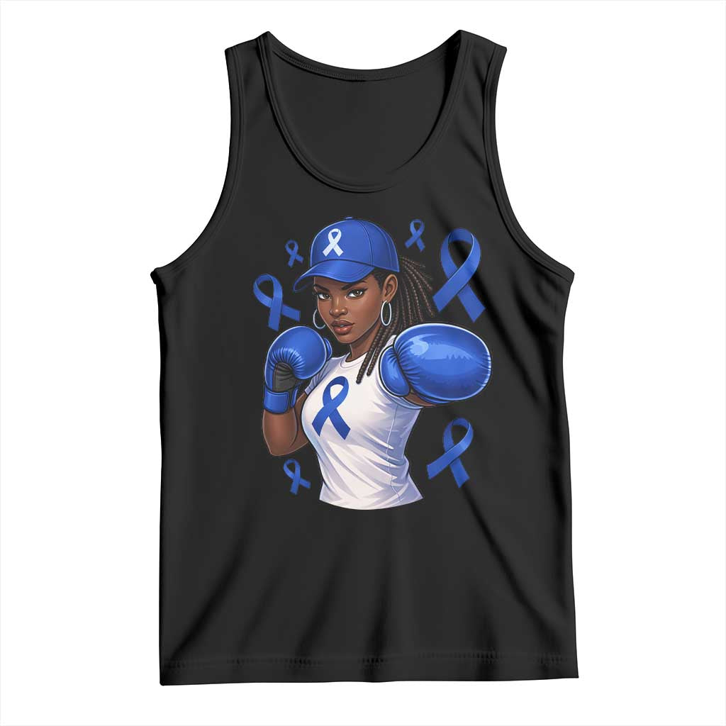 Black Women Fight Colon Cancer Blue Ribbon Tank Top African American Girls TS10 Black Print Your Wear