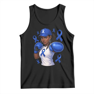 Black Women Fight Colon Cancer Blue Ribbon Tank Top African American Girls TS10 Black Print Your Wear