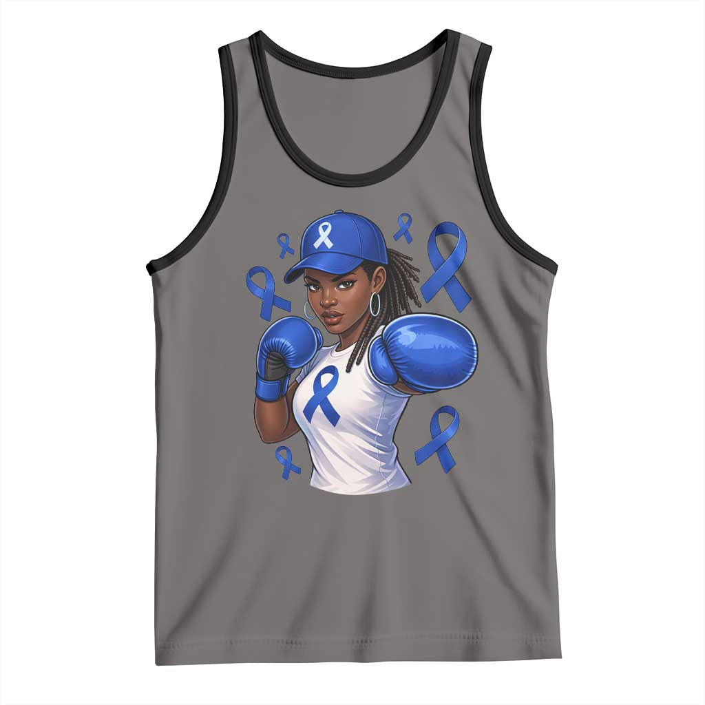 Black Women Fight Colon Cancer Blue Ribbon Tank Top African American Girls TS10 Deep Heather Black Print Your Wear