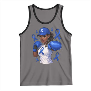 Black Women Fight Colon Cancer Blue Ribbon Tank Top African American Girls TS10 Deep Heather Black Print Your Wear