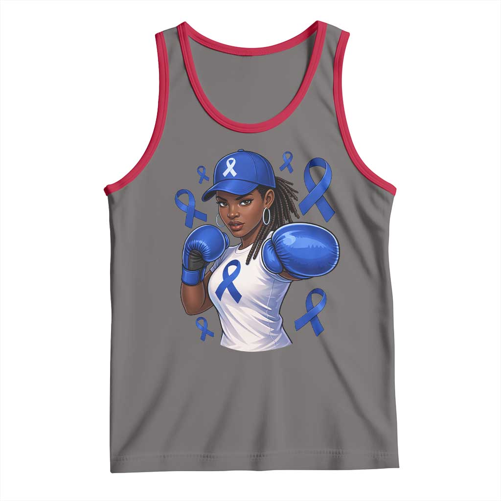 Black Women Fight Colon Cancer Blue Ribbon Tank Top African American Girls TS10 Deep Heather Red Print Your Wear
