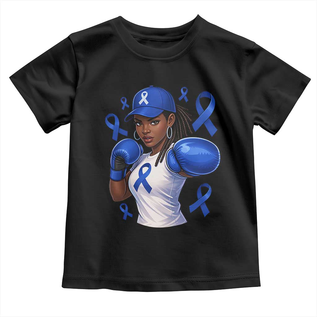 Black Women Fight Colon Cancer Blue Ribbon Toddler T Shirt African American Girls TS10 Black Print Your Wear