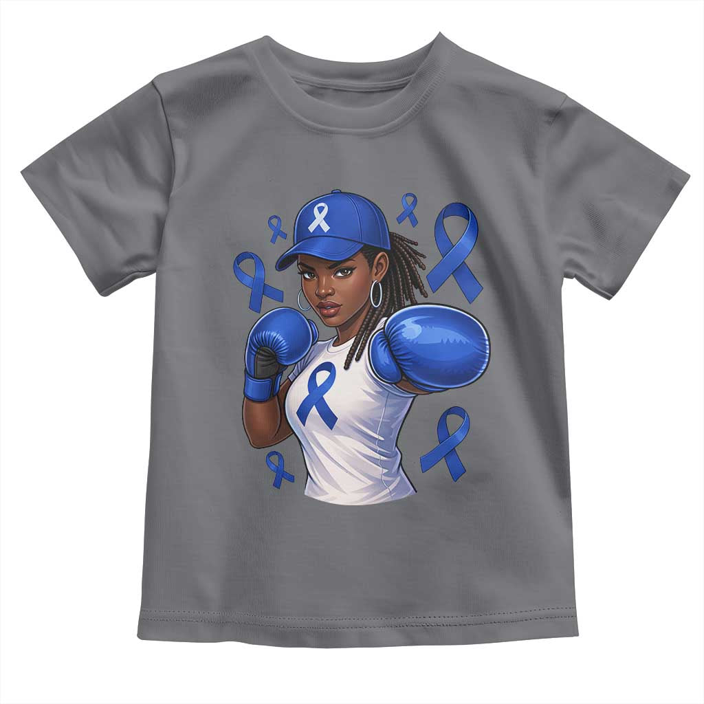 Black Women Fight Colon Cancer Blue Ribbon Toddler T Shirt African American Girls TS10 Charcoal Print Your Wear