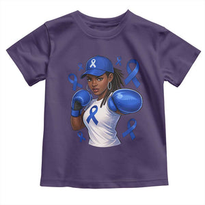 Black Women Fight Colon Cancer Blue Ribbon Toddler T Shirt African American Girls TS10 Purple Print Your Wear