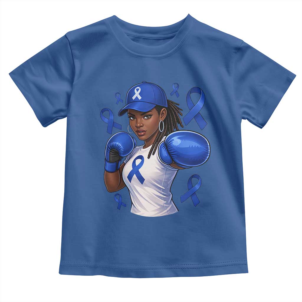Black Women Fight Colon Cancer Blue Ribbon Toddler T Shirt African American Girls TS10 Royal Blue Print Your Wear