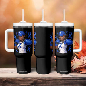Black Women Fight Colon Cancer Blue Ribbon Tumbler With Handle African American Girls TS10 Print Your Wear