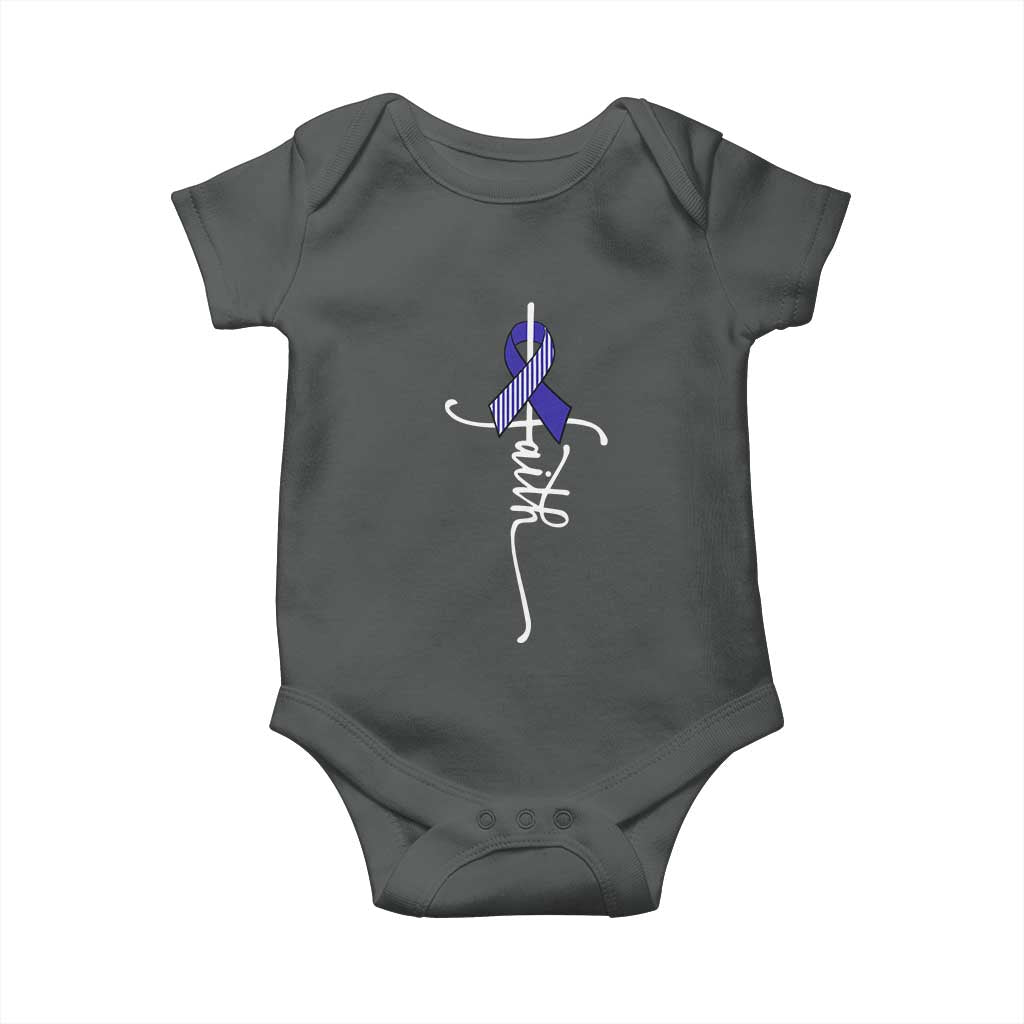 Faith ALS Awareness Baby Onesie Blue Ribbon Motivational TS10 Dark Heather Print Your Wear