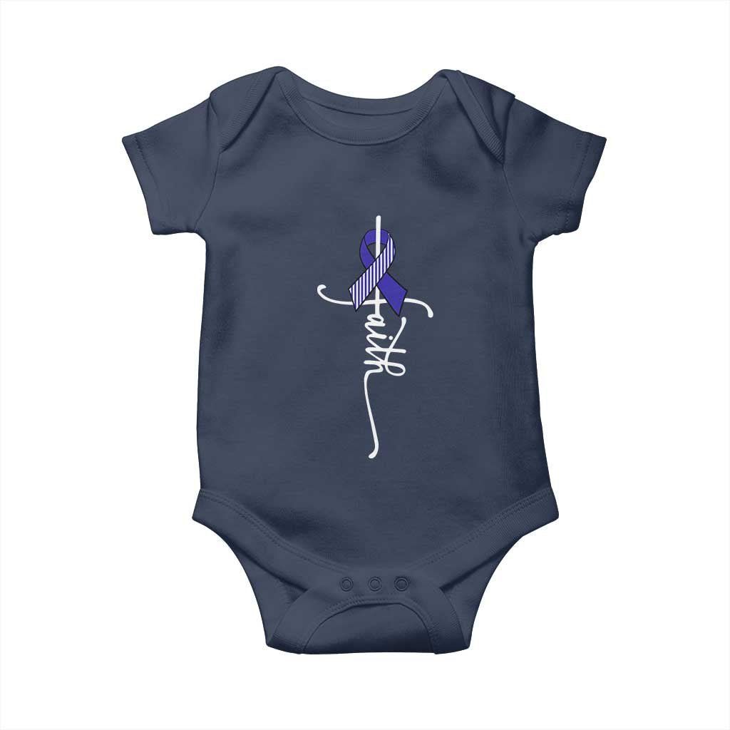 Faith ALS Awareness Baby Onesie Blue Ribbon Motivational TS10 Navy Print Your Wear