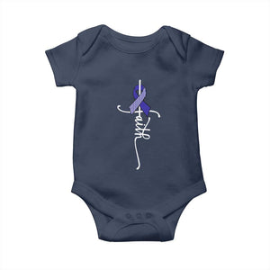 Faith ALS Awareness Baby Onesie Blue Ribbon Motivational TS10 Navy Print Your Wear