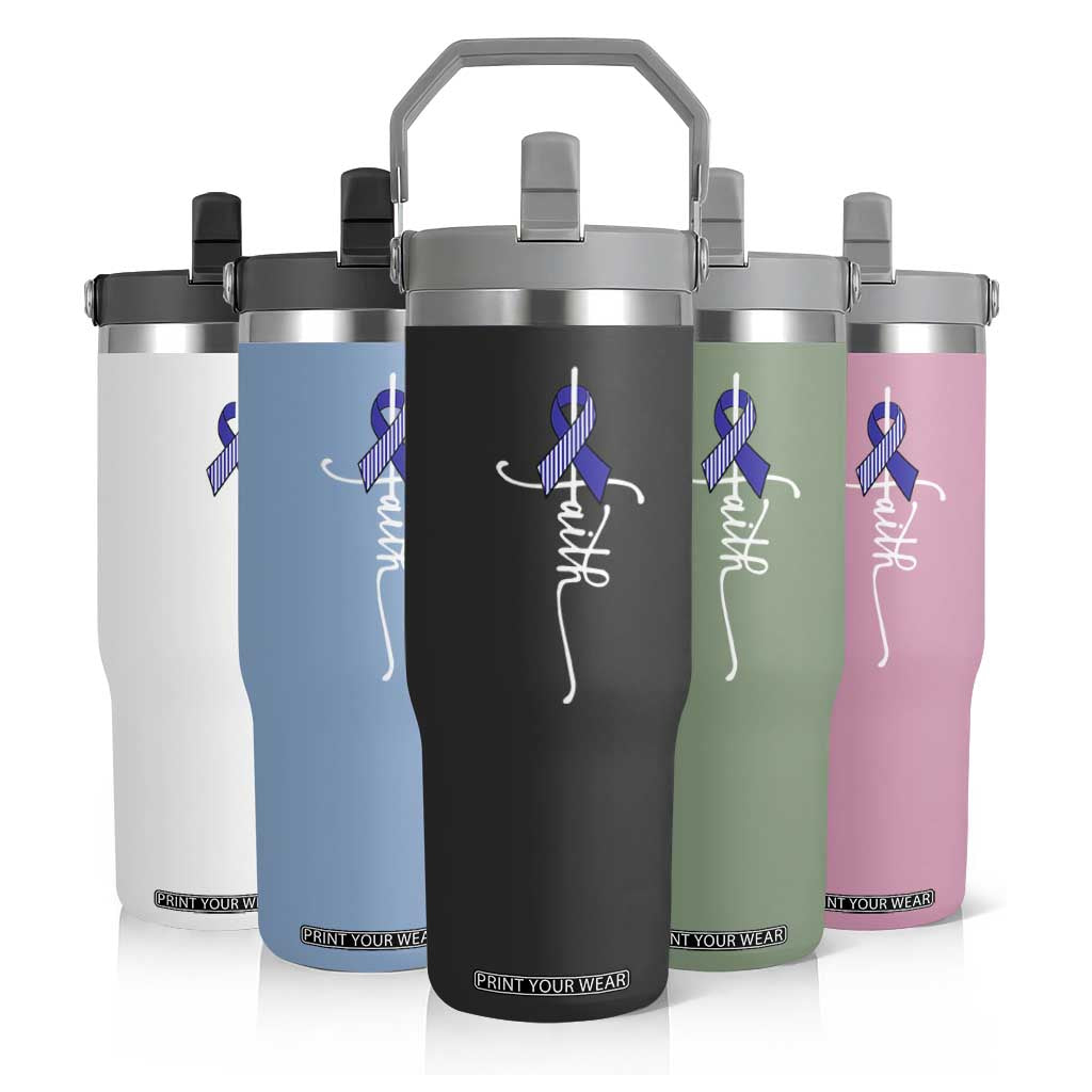 Faith ALS Awareness Flip Straw Tumbler Blue Ribbon Motivational TS10 Print Your Wear