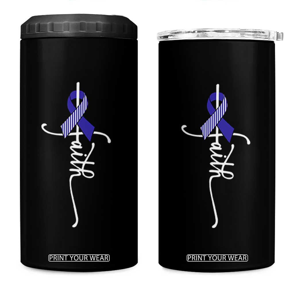 Faith ALS Awareness 4 in 1 Can Cooler Tumbler Blue Ribbon Motivational TS10 One Size: 16 oz Black Print Your Wear