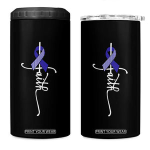 Faith ALS Awareness 4 in 1 Can Cooler Tumbler Blue Ribbon Motivational TS10 One Size: 16 oz Black Print Your Wear