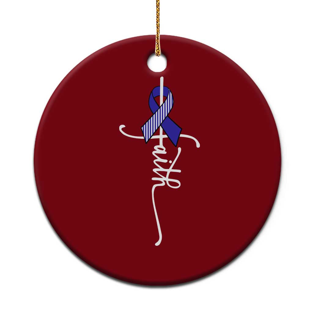 Faith ALS Awareness Ceramic Ornament Blue Ribbon Motivational TS10 1pc Red Print Your Wear