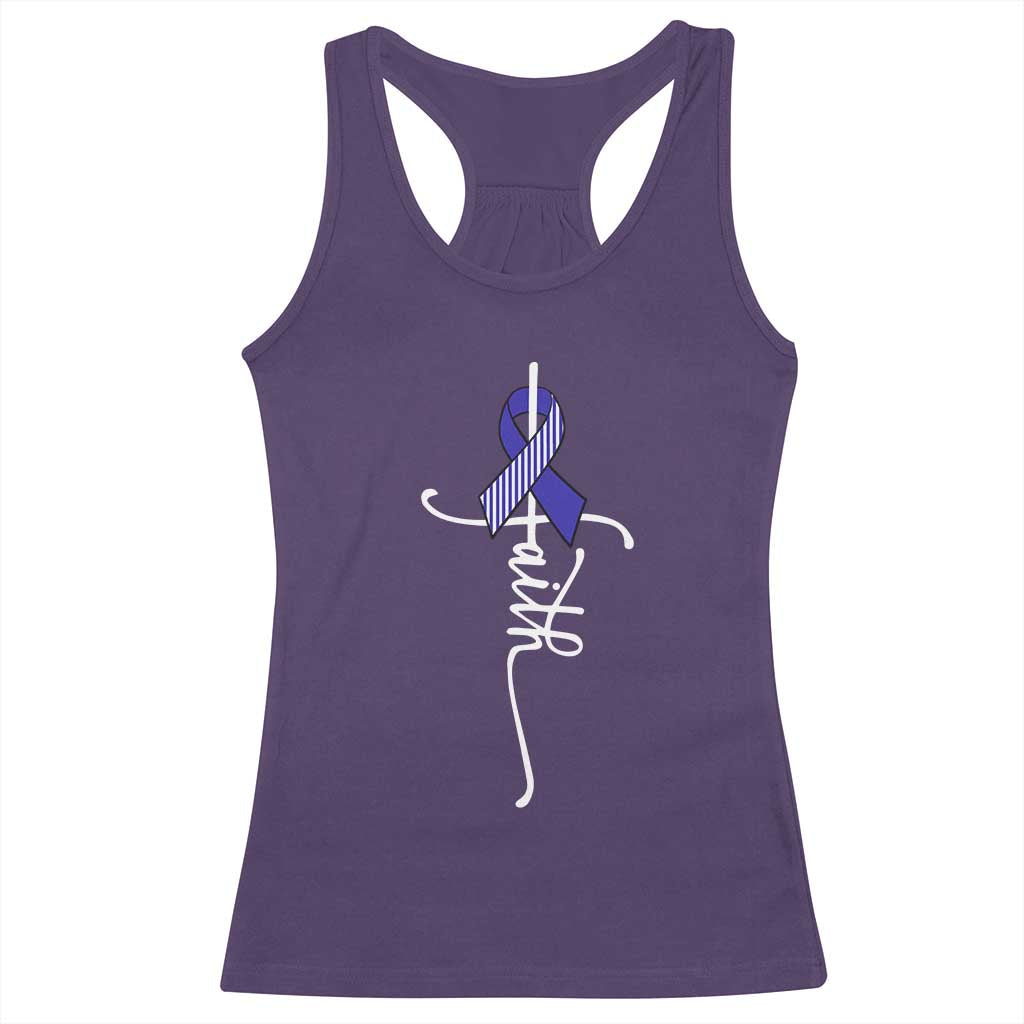 Faith ALS Awareness Racerback Tank Top Blue Ribbon Motivational TS10 Purple Print Your Wear