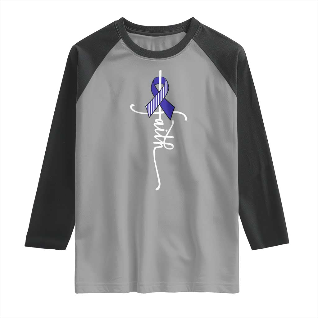 Faith ALS Awareness Raglan Shirt Blue Ribbon Motivational TS10 Sport Gray Black Print Your Wear