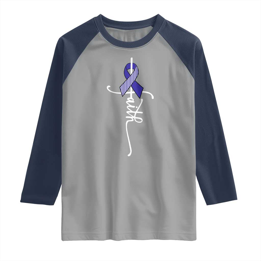Faith ALS Awareness Raglan Shirt Blue Ribbon Motivational TS10 Sport Gray Navy Print Your Wear