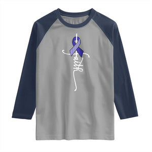 Faith ALS Awareness Raglan Shirt Blue Ribbon Motivational TS10 Sport Gray Navy Print Your Wear