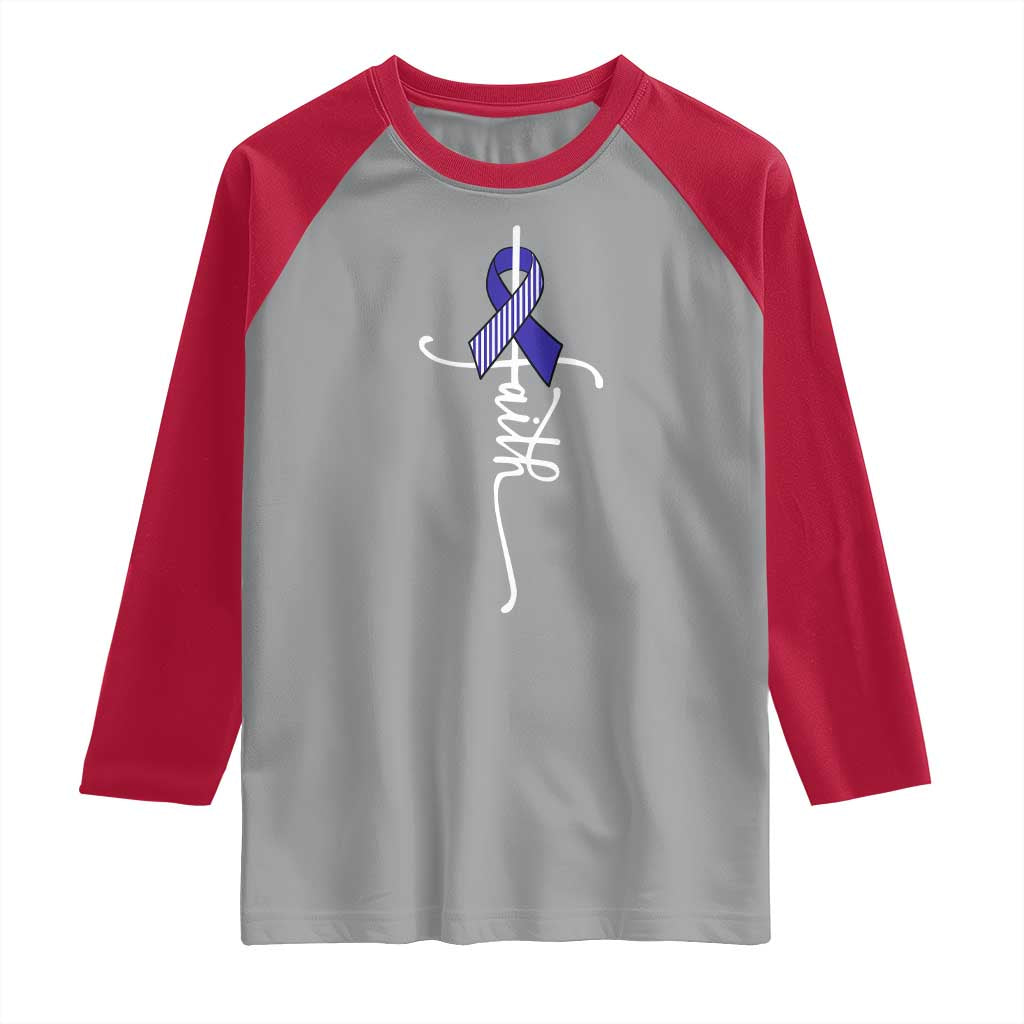 Faith ALS Awareness Raglan Shirt Blue Ribbon Motivational TS10 Sport Gray Red Print Your Wear
