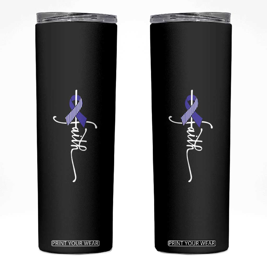 Faith ALS Awareness Skinny Tumbler Blue Ribbon Motivational TS10 Black Print Your Wear