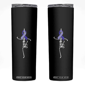Faith ALS Awareness Skinny Tumbler Blue Ribbon Motivational TS10 Black Print Your Wear