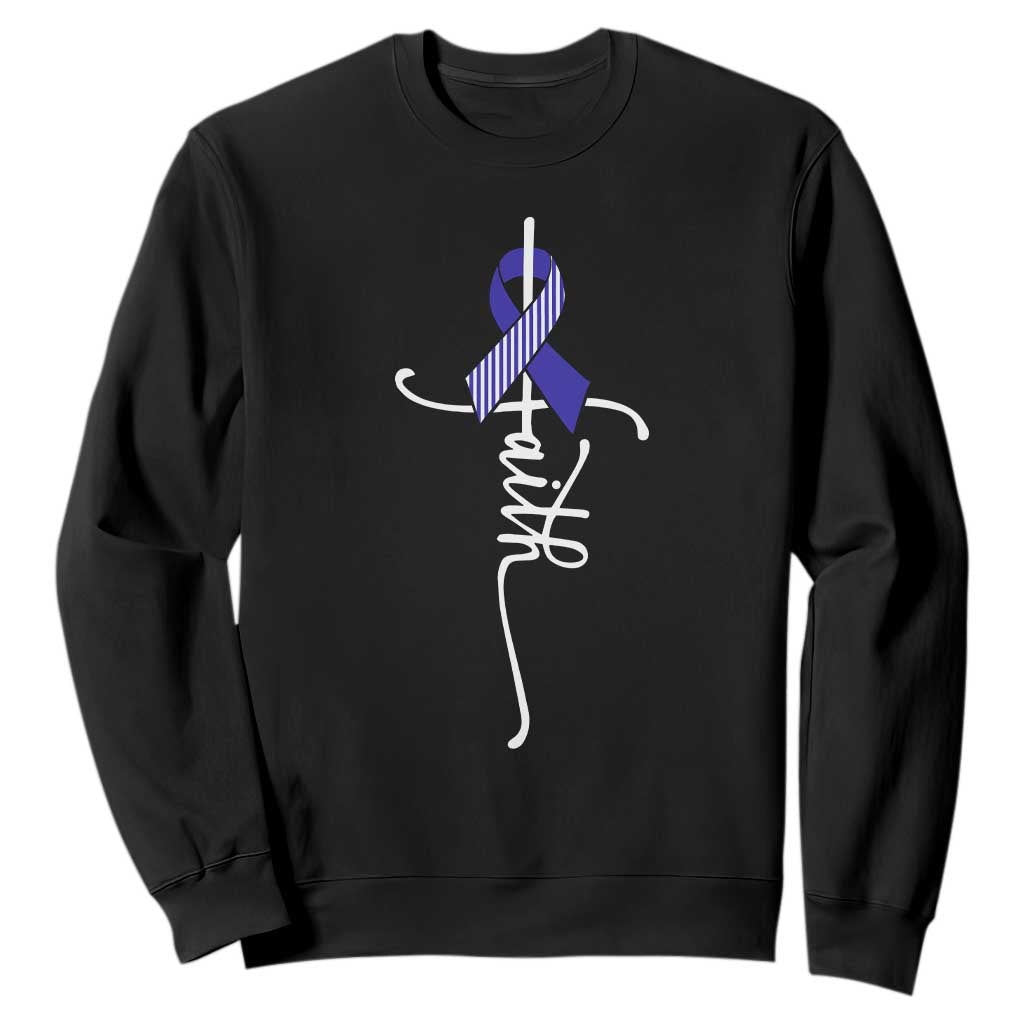 Faith ALS Awareness Sweatshirt Blue Ribbon Motivational TS10 Black Print Your Wear