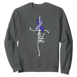 Faith ALS Awareness Sweatshirt Blue Ribbon Motivational TS10 Dark Heather Print Your Wear