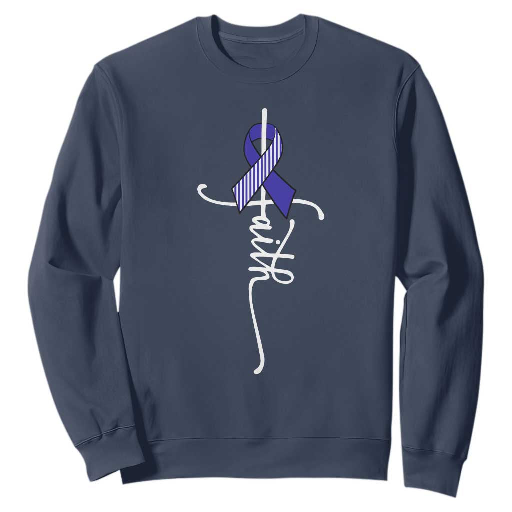 Faith ALS Awareness Sweatshirt Blue Ribbon Motivational TS10 Navy Print Your Wear