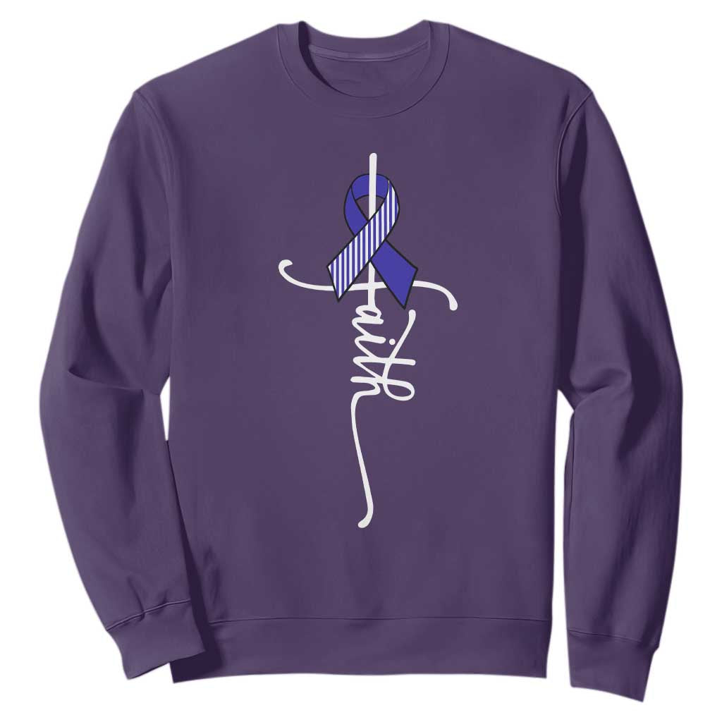 Faith ALS Awareness Sweatshirt Blue Ribbon Motivational TS10 Purple Print Your Wear
