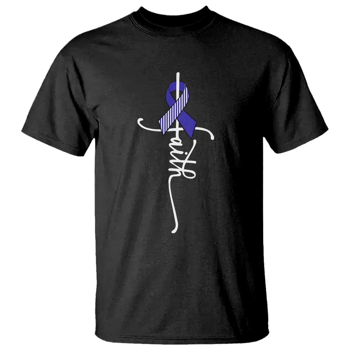 Faith ALS Awareness T Shirt Blue Ribbon Motivational TS10 Black Print Your Wear