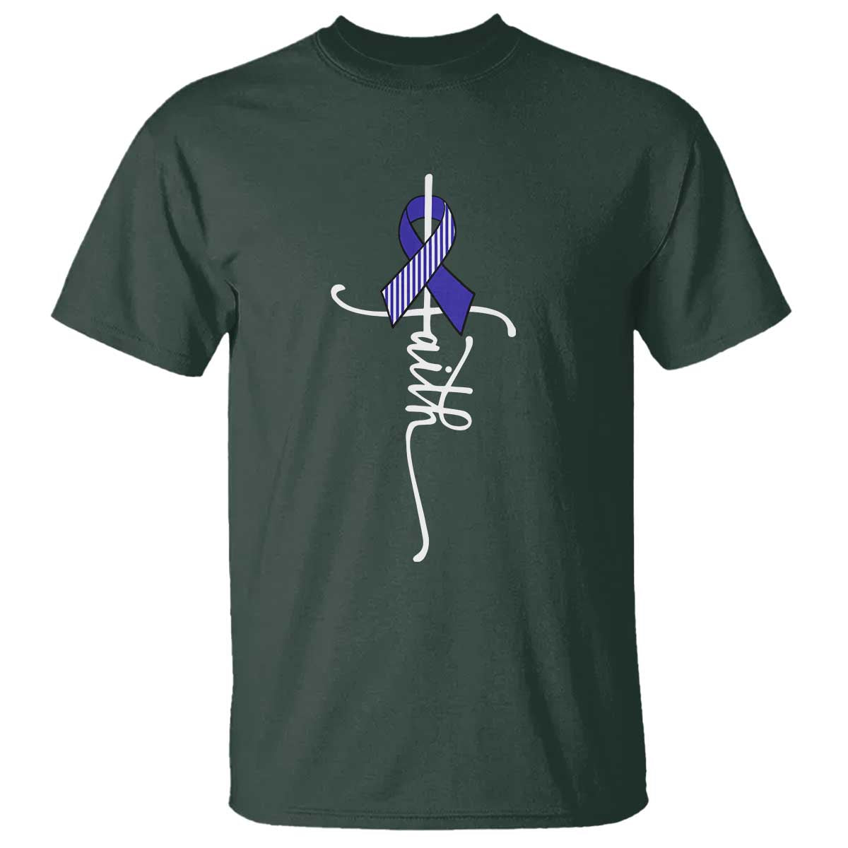 Faith ALS Awareness T Shirt Blue Ribbon Motivational TS10 Dark Forest Green Print Your Wear
