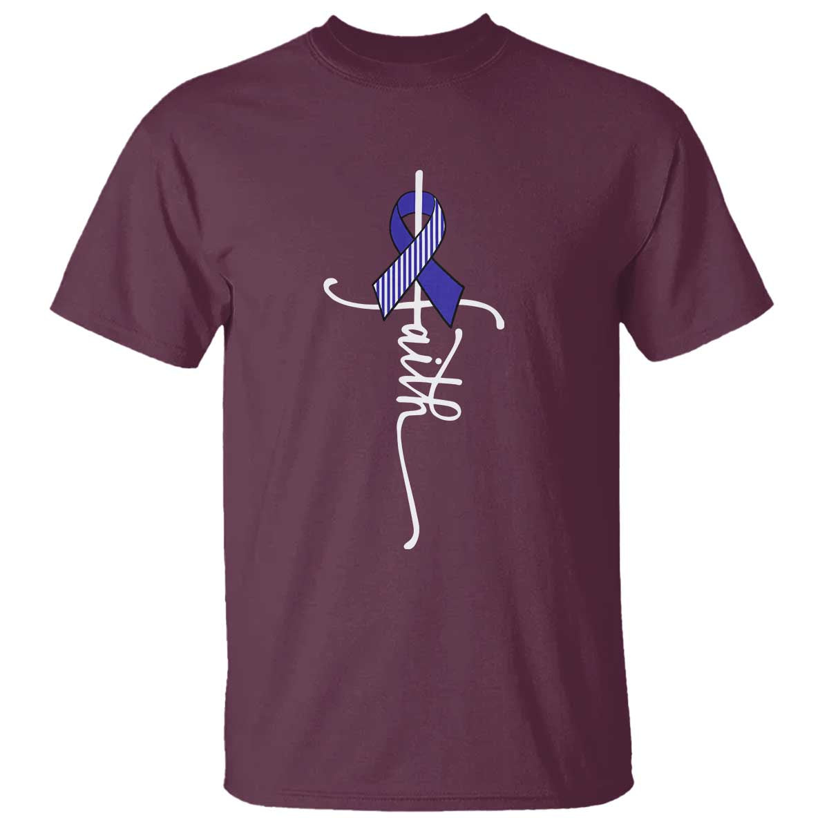 Faith ALS Awareness T Shirt Blue Ribbon Motivational TS10 Maroon Print Your Wear