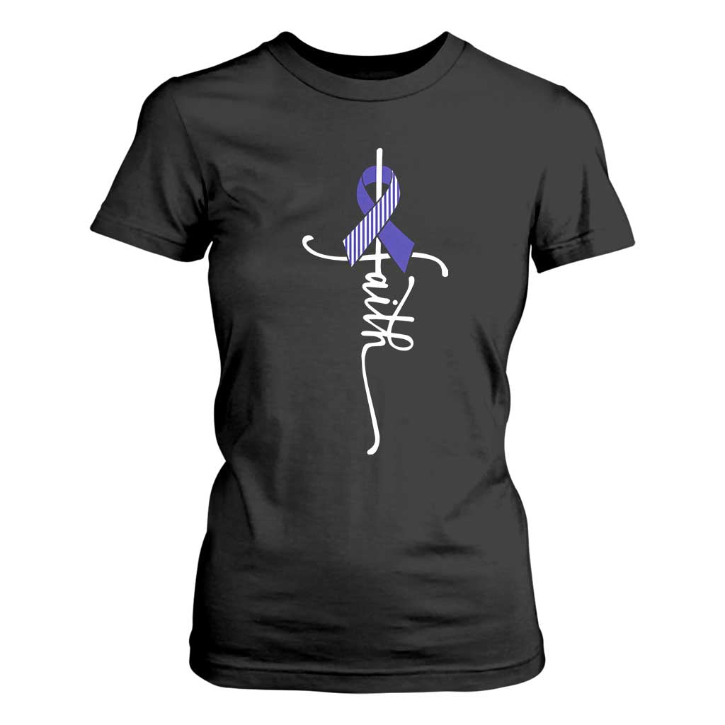 Faith ALS Awareness T Shirt For Women Blue Ribbon Motivational TS10 Black Print Your Wear