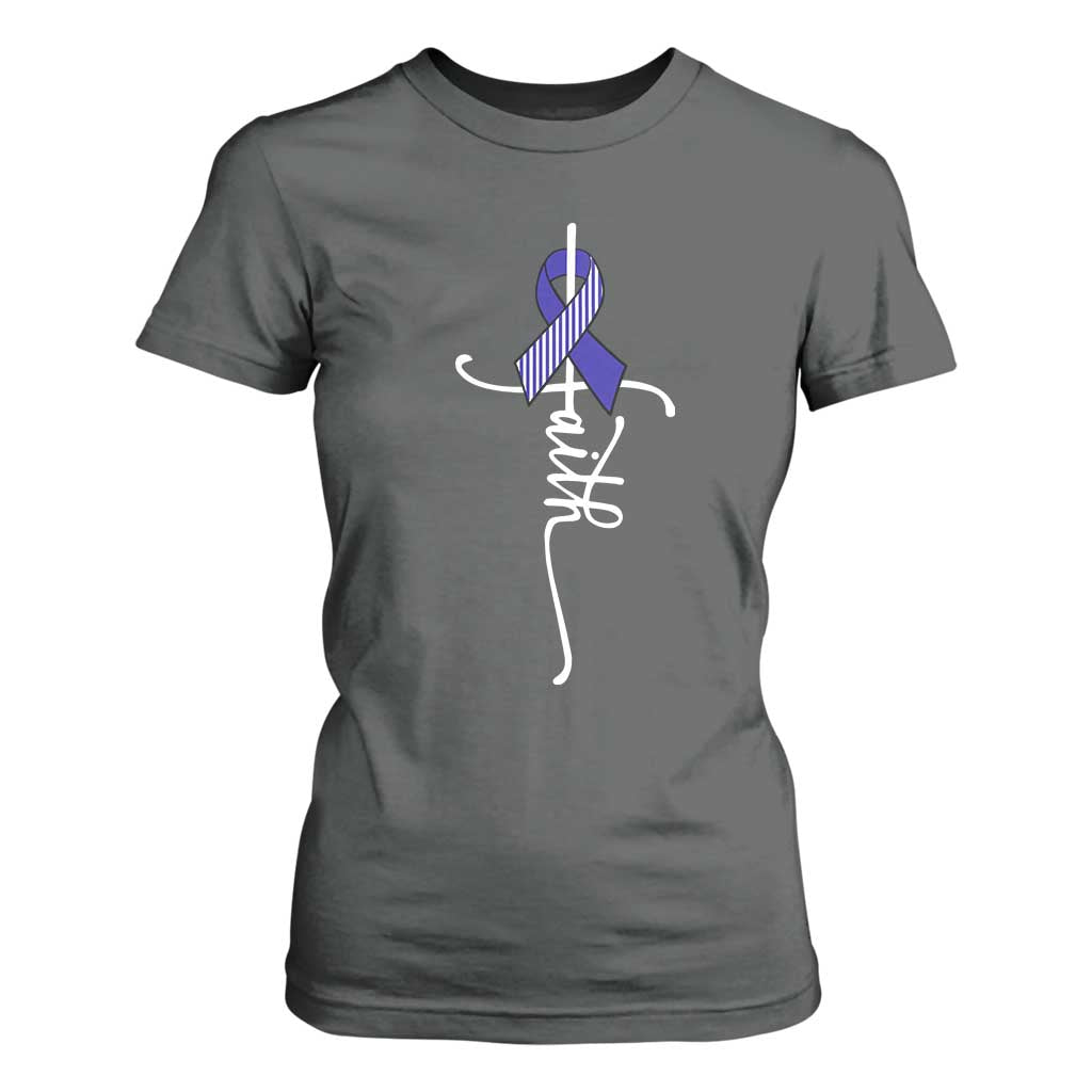 Faith ALS Awareness T Shirt For Women Blue Ribbon Motivational TS10 Dark Heather Print Your Wear