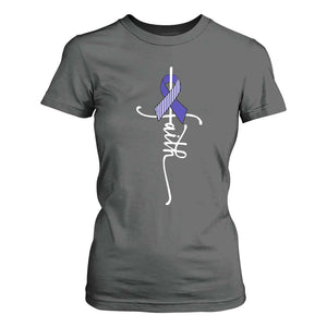 Faith ALS Awareness T Shirt For Women Blue Ribbon Motivational TS10 Dark Heather Print Your Wear