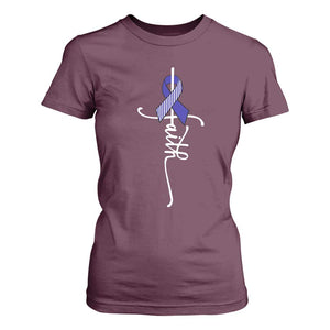 Faith ALS Awareness T Shirt For Women Blue Ribbon Motivational TS10 Maroon Print Your Wear