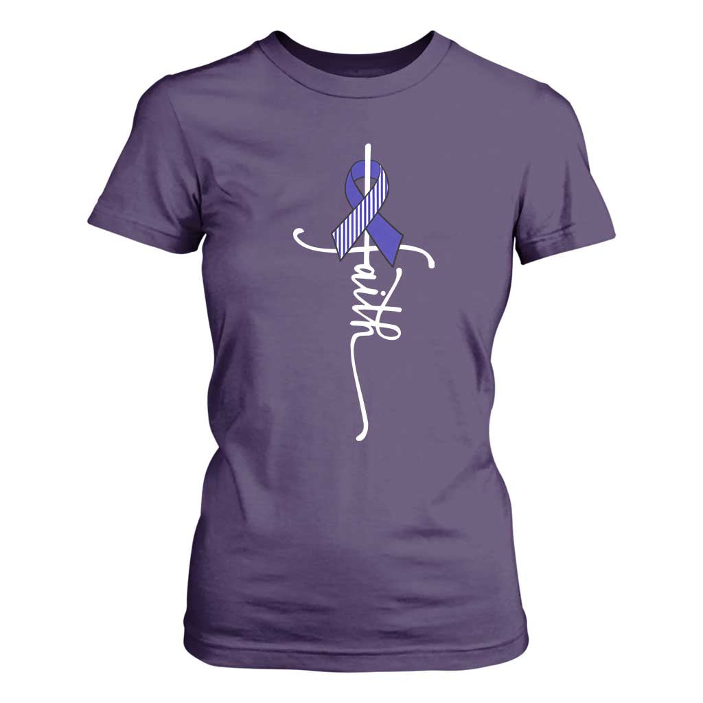 Faith ALS Awareness T Shirt For Women Blue Ribbon Motivational TS10 Purple Print Your Wear