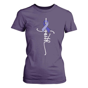 Faith ALS Awareness T Shirt For Women Blue Ribbon Motivational TS10 Purple Print Your Wear