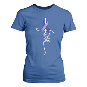 Faith ALS Awareness T Shirt For Women Blue Ribbon Motivational TS10 Royal Blue Print Your Wear