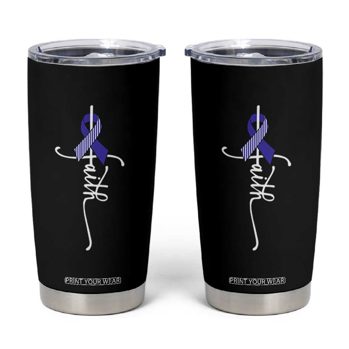 Faith ALS Awareness Tumbler Cup Blue Ribbon Motivational TS10 Black Print Your Wear