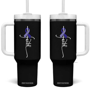 Faith ALS Awareness Tumbler With Handle Blue Ribbon Motivational TS10 One Size: 40 oz Black Print Your Wear