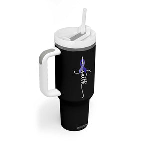 Faith ALS Awareness Tumbler With Handle Blue Ribbon Motivational TS10 Print Your Wear