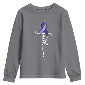 Faith ALS Awareness Youth Sweatshirt Blue Ribbon Motivational TS10 Charcoal Print Your Wear