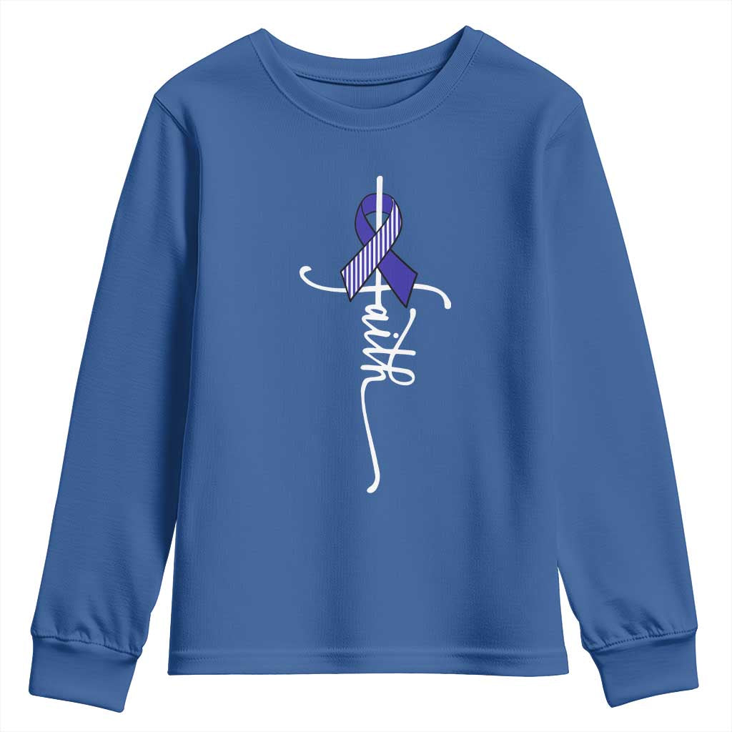 Faith ALS Awareness Youth Sweatshirt Blue Ribbon Motivational TS10 Royal Blue Print Your Wear