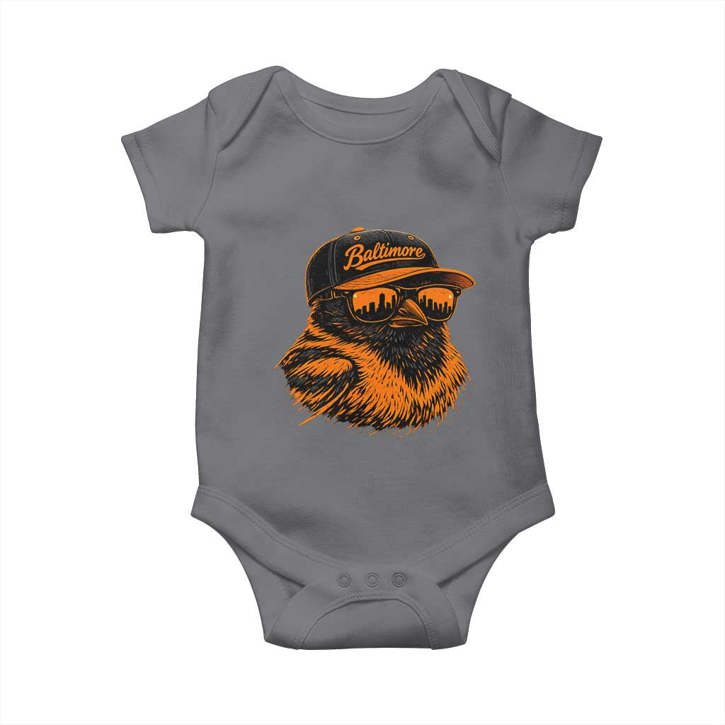 Retro Baltimore Baby Onesie City Pride Oriole With Sunglasses TS10 Charcoal Print Your Wear