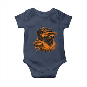 Retro Baltimore Baby Onesie City Pride Oriole With Sunglasses TS10 Navy Print Your Wear