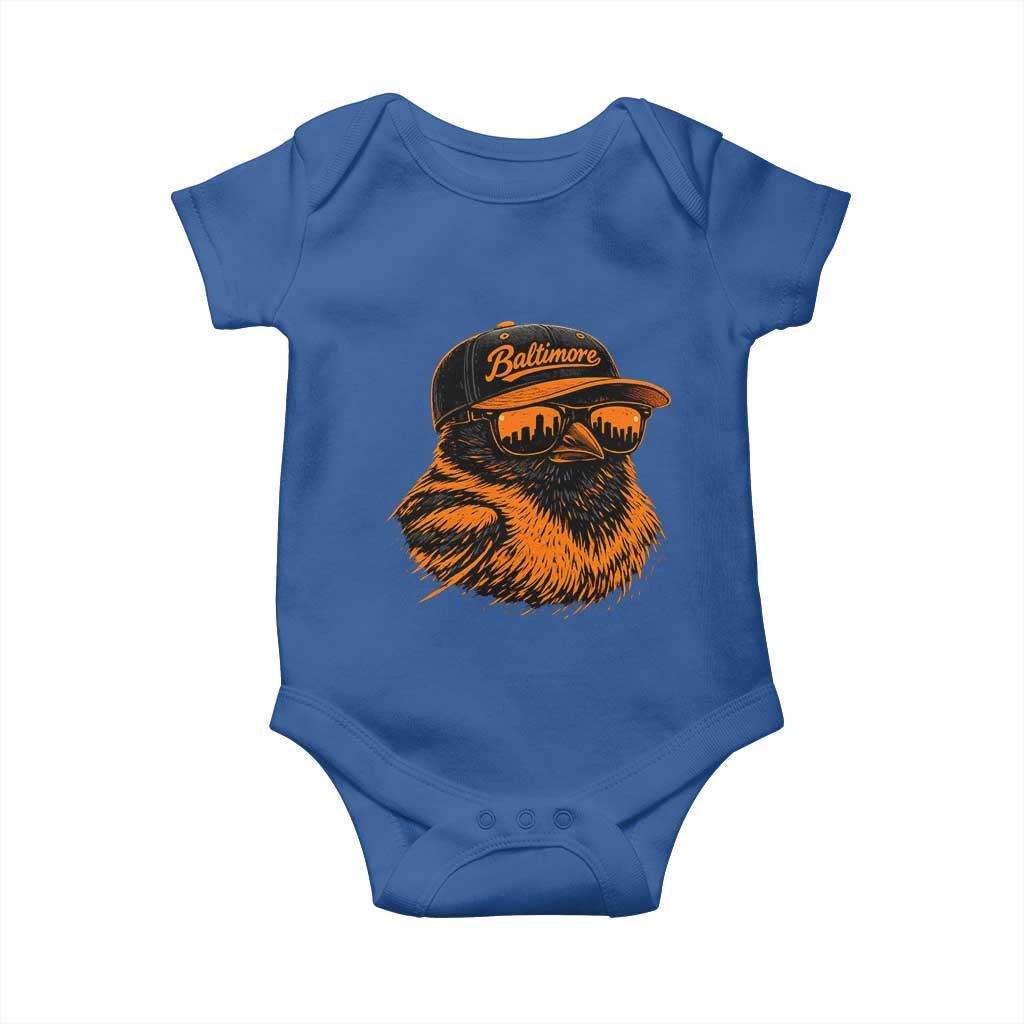 Retro Baltimore Baby Onesie City Pride Oriole With Sunglasses TS10 Royal Blue Print Your Wear